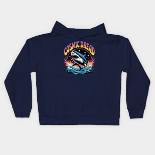 Cosmic Dread - Retro Shark & Space Horror Art Kids Hoodie